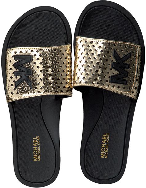 michael kors slippers zwart goud|Michael Kors slippers for women.